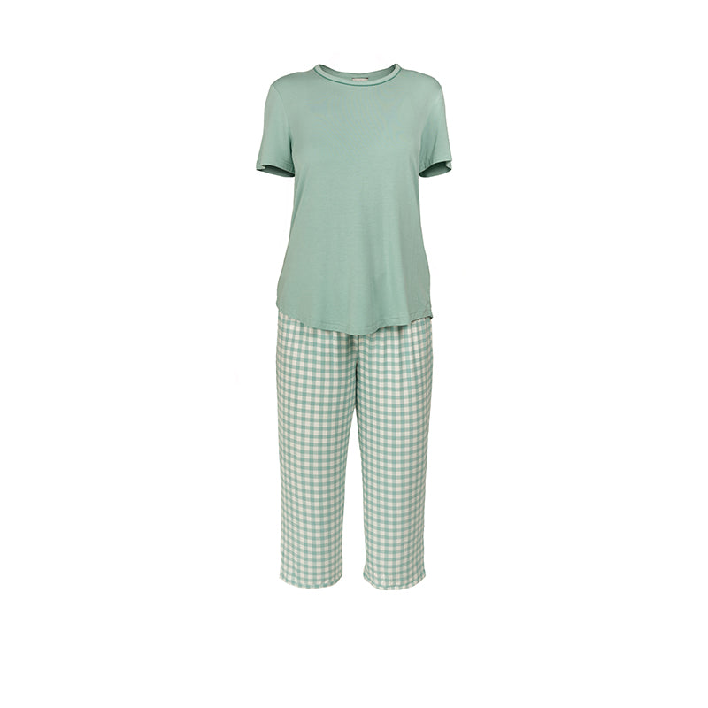 Lady Avenue Bamboo - Green Checks - 61-607-680